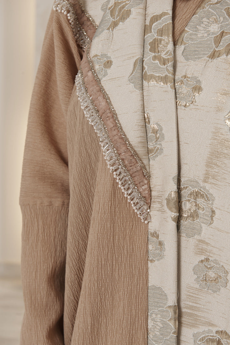 A0134 Crinkle crepe with brocade and handwork