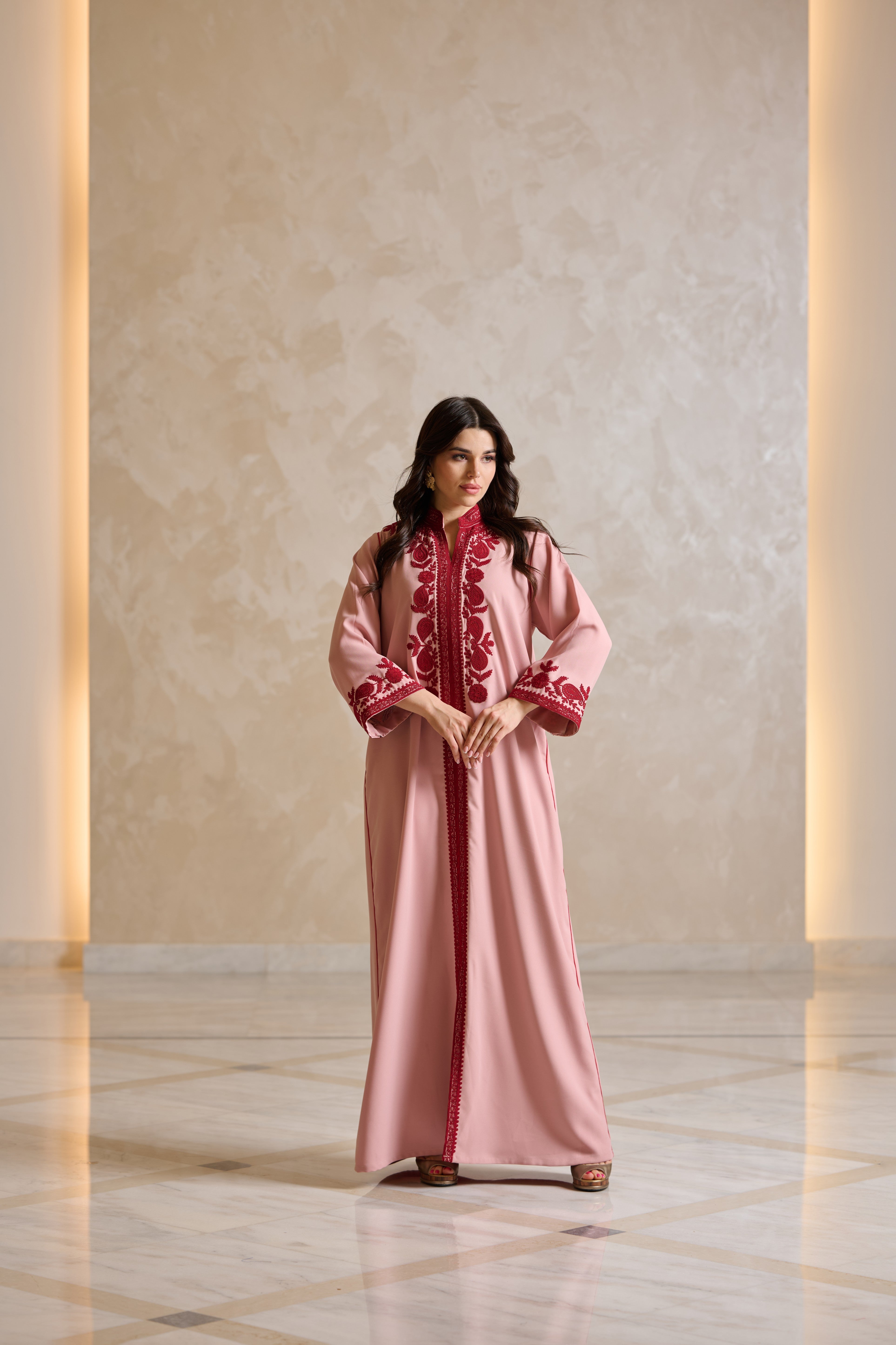 J066 Crepe blue with embroidery