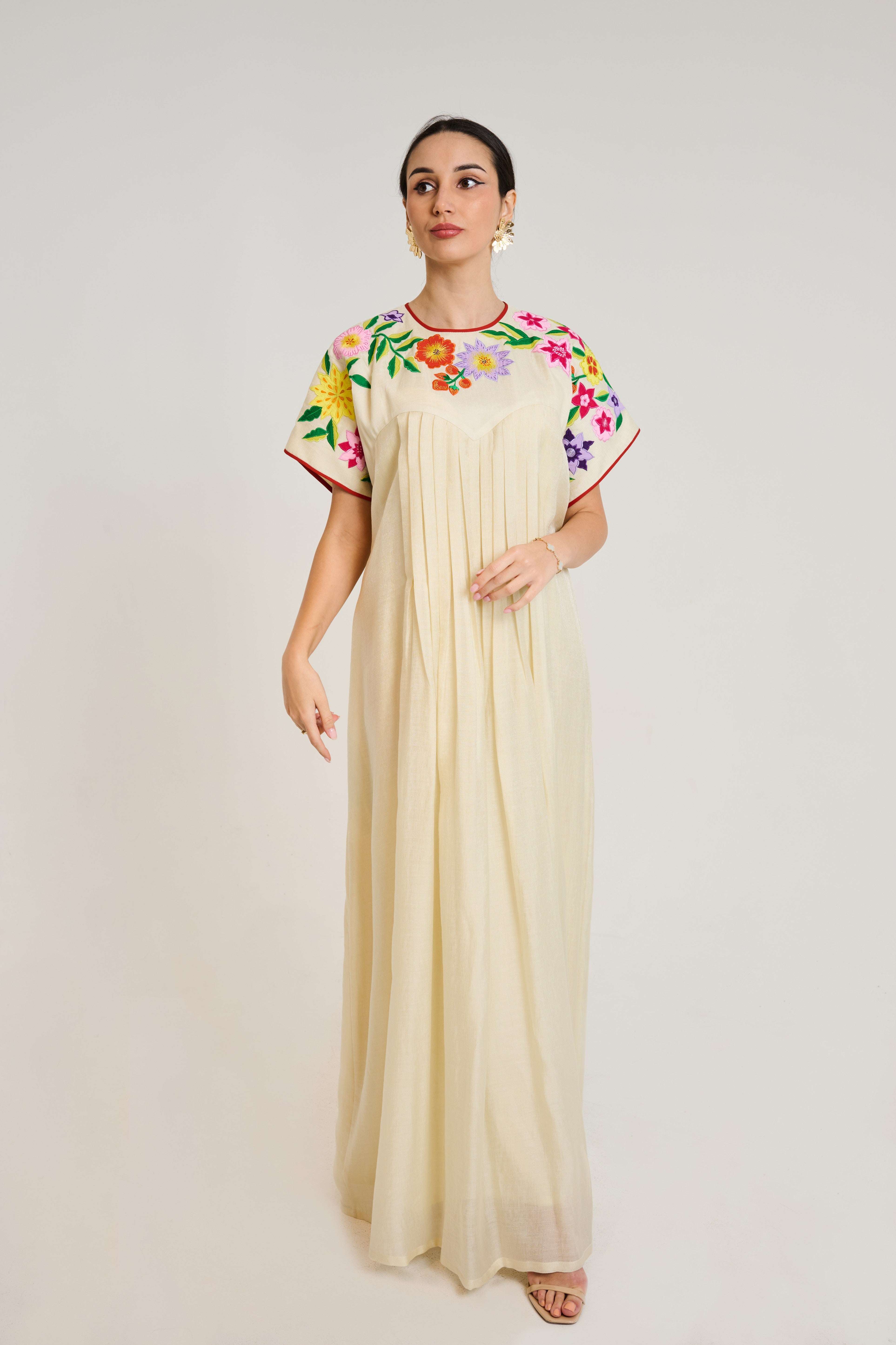 J071 Lame Georgette with Embroidery