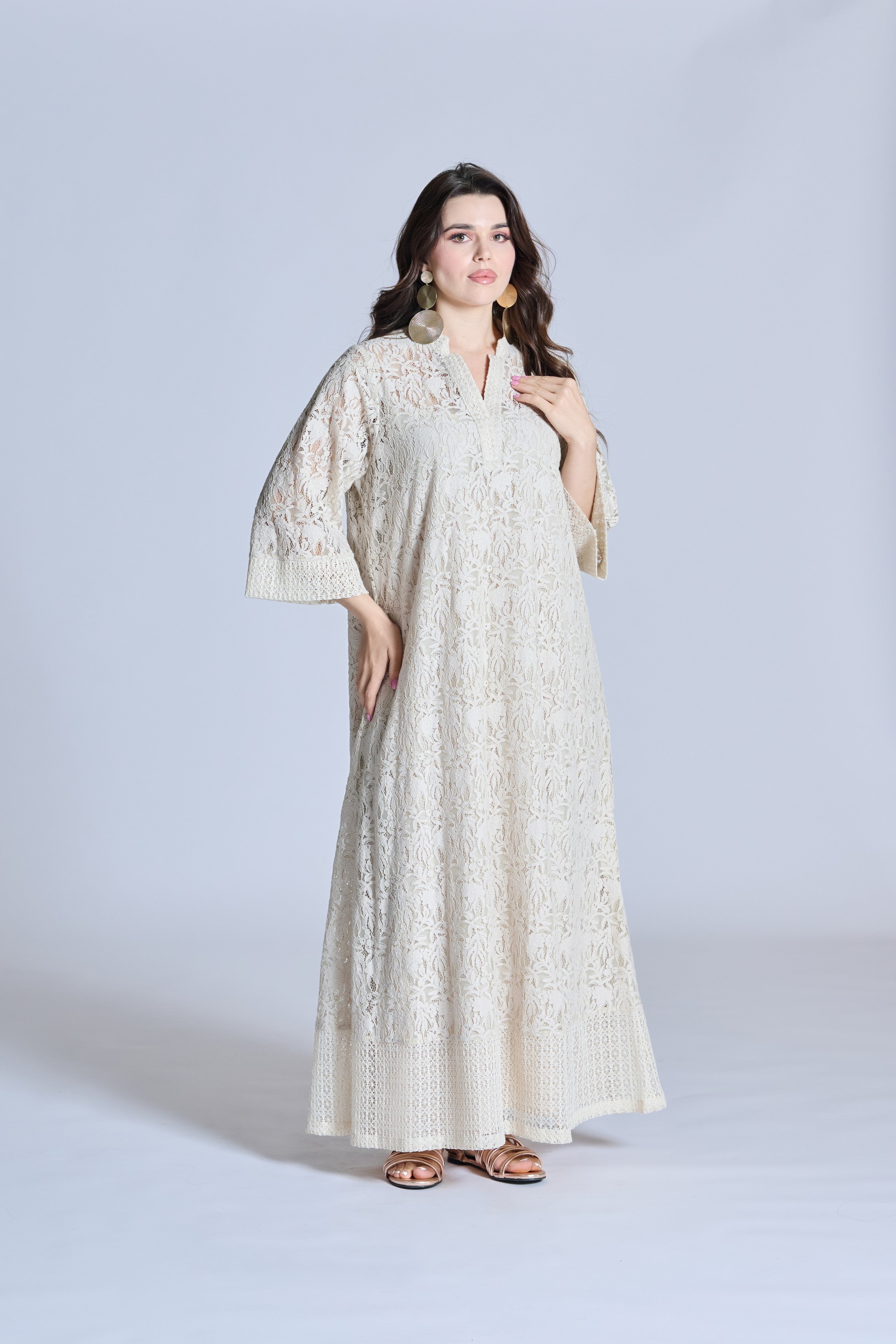 J0102 Cotton Lace Kaftan