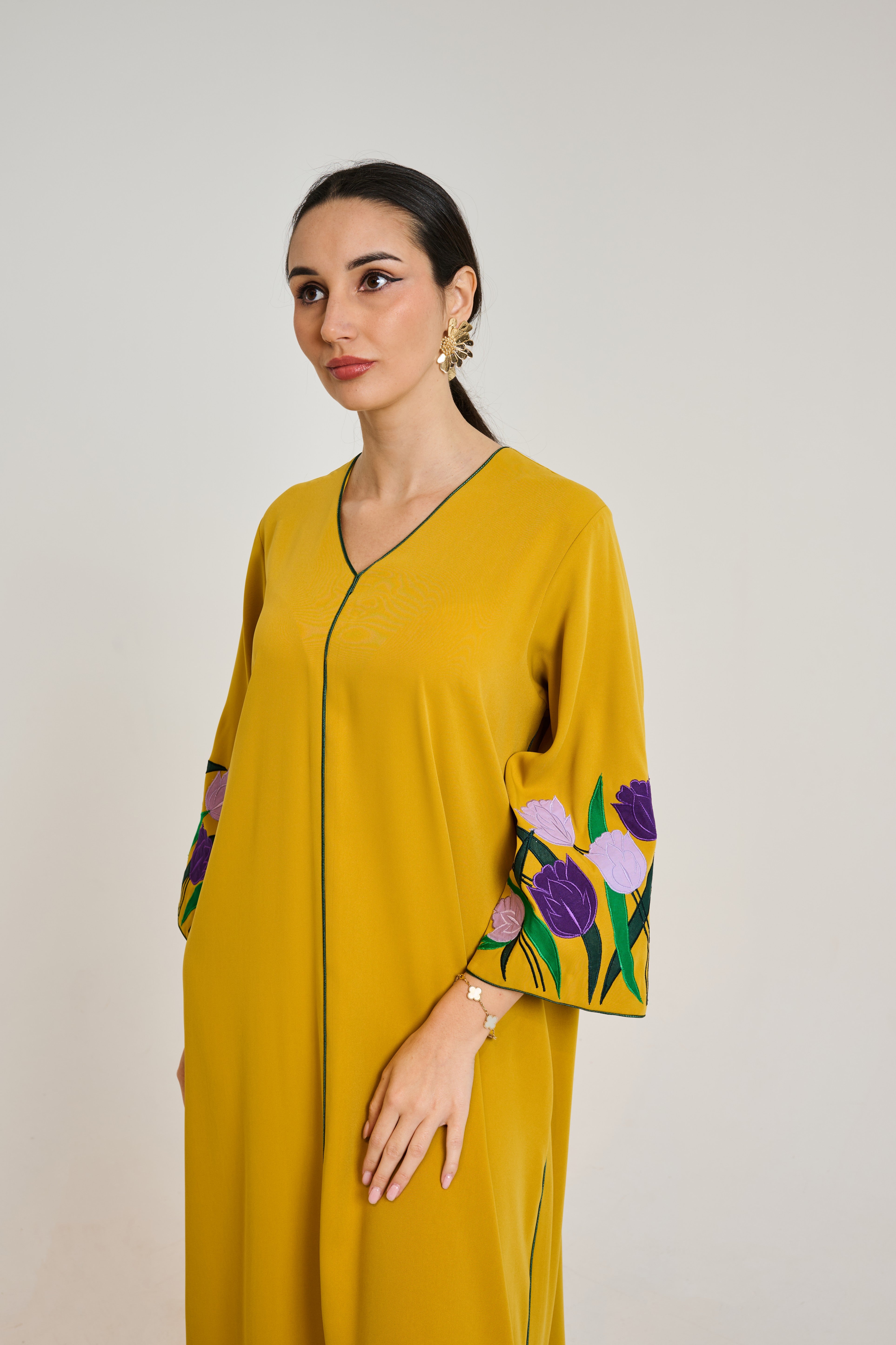J072 Mustard With Hand Embroidery