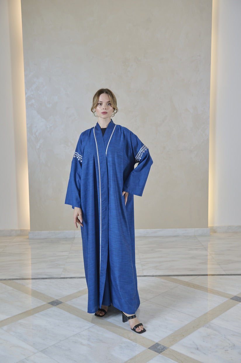 A0223 Linen/Crepe with hand embroidery