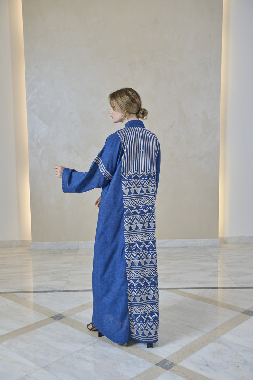 A0223 Linen/Crepe with hand embroidery