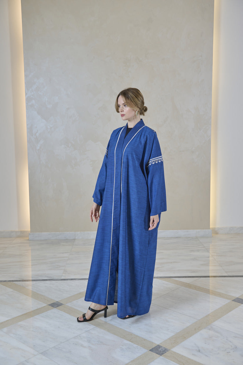 A0223 Linen/Crepe with hand embroidery