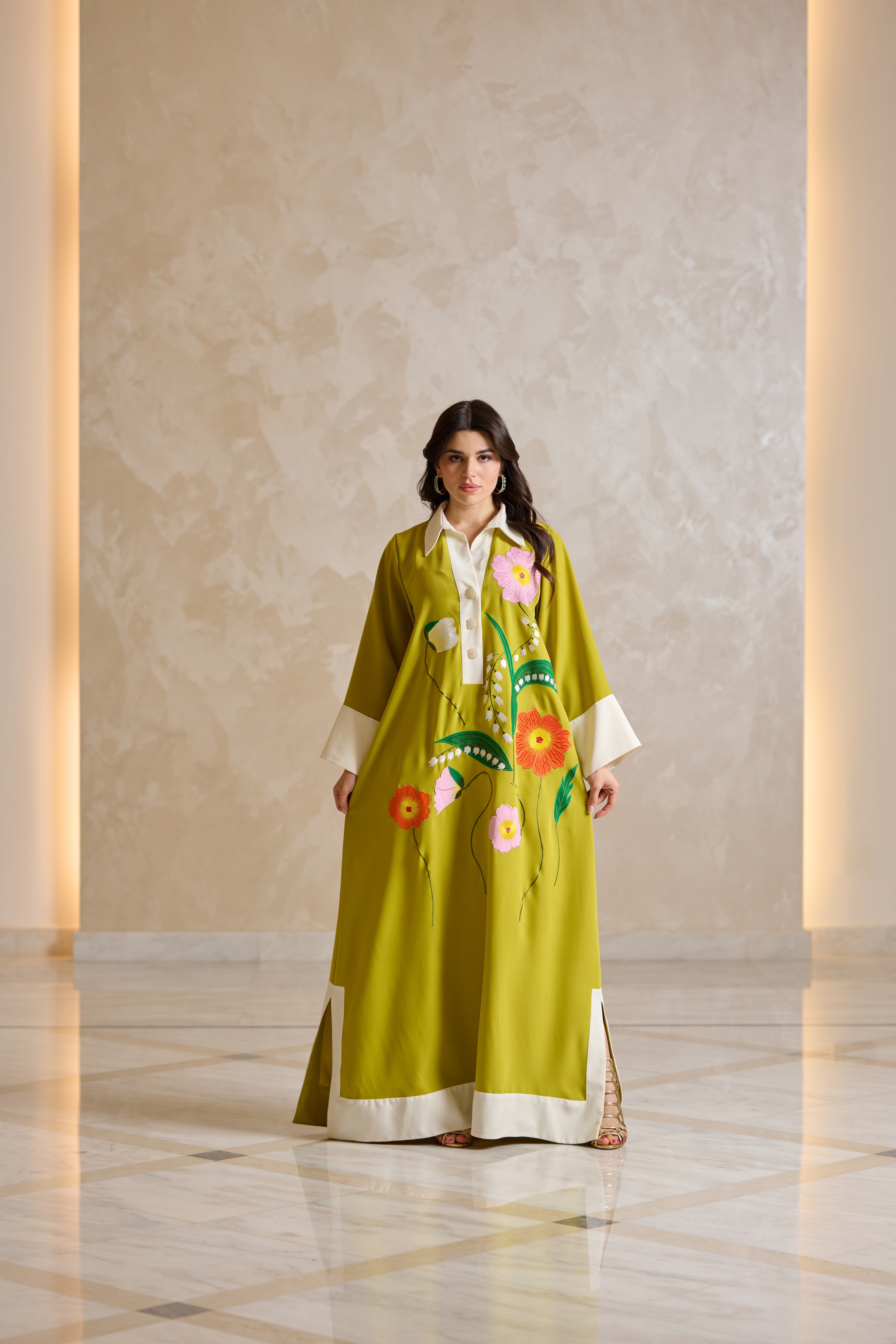 J092 Crepe with Appliqué Embroidery