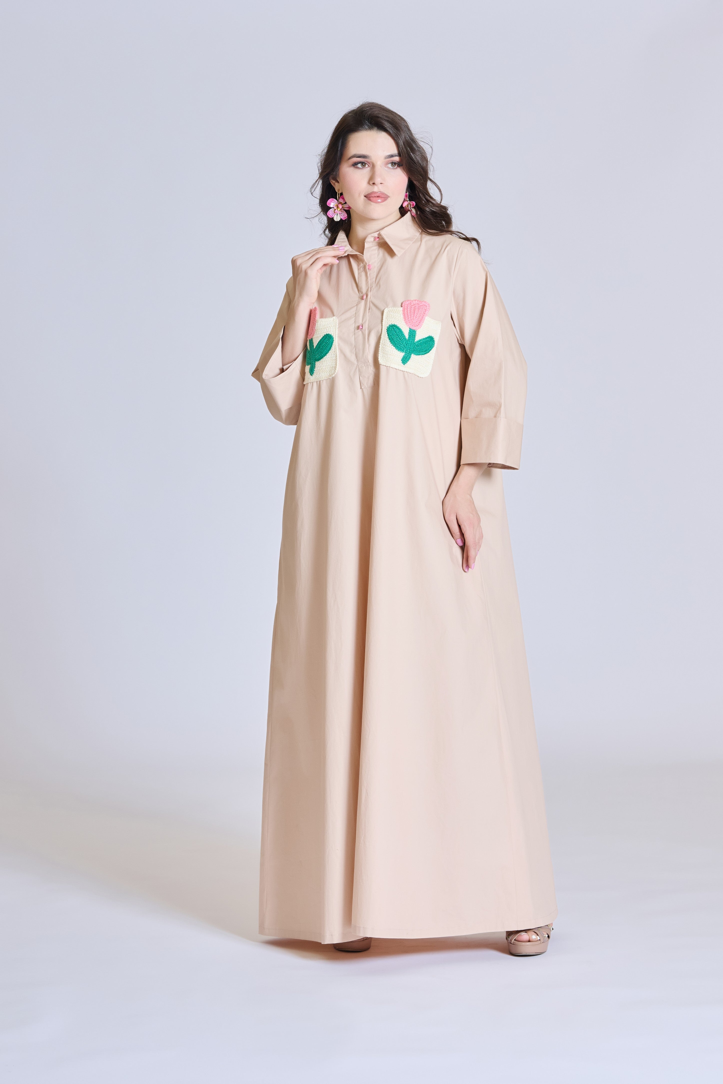 J0106 Nude Cotton With Crochet Pockets