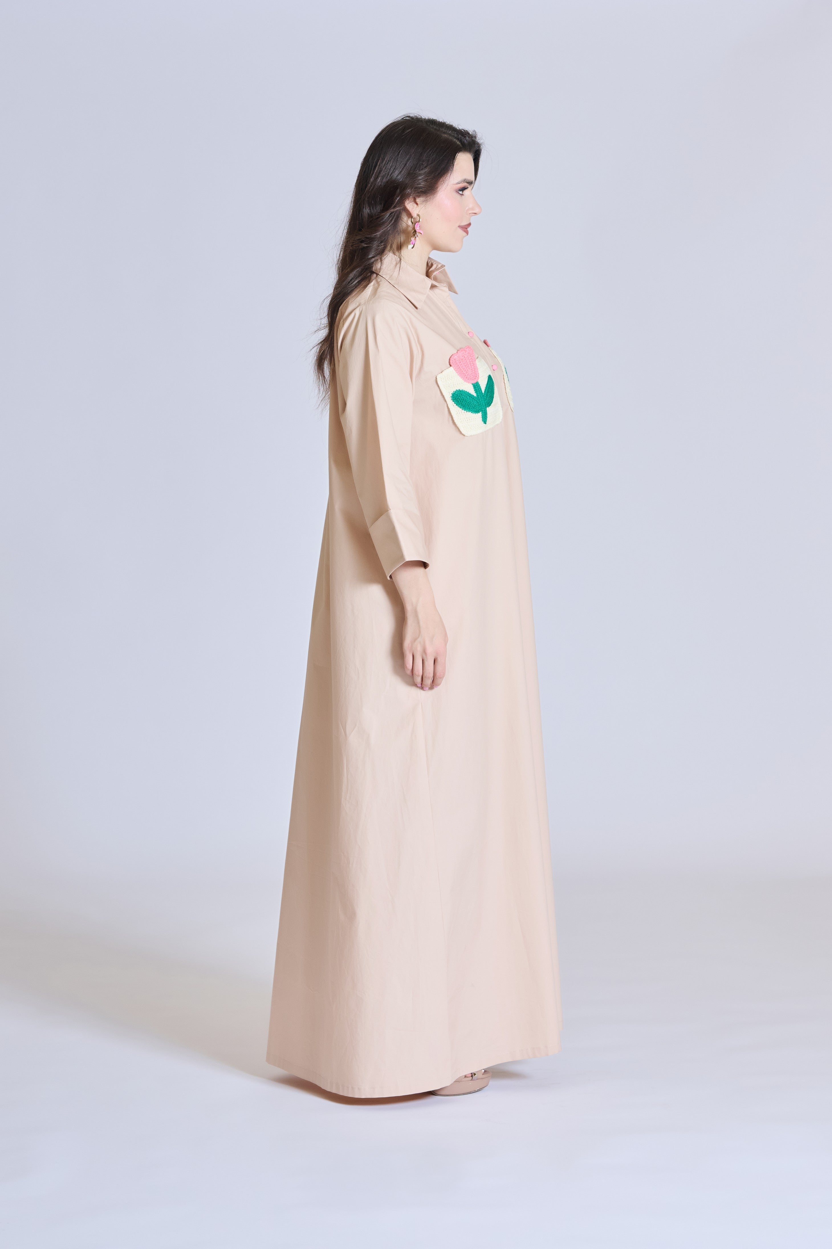 J0106 Nude Cotton With Crochet Pockets