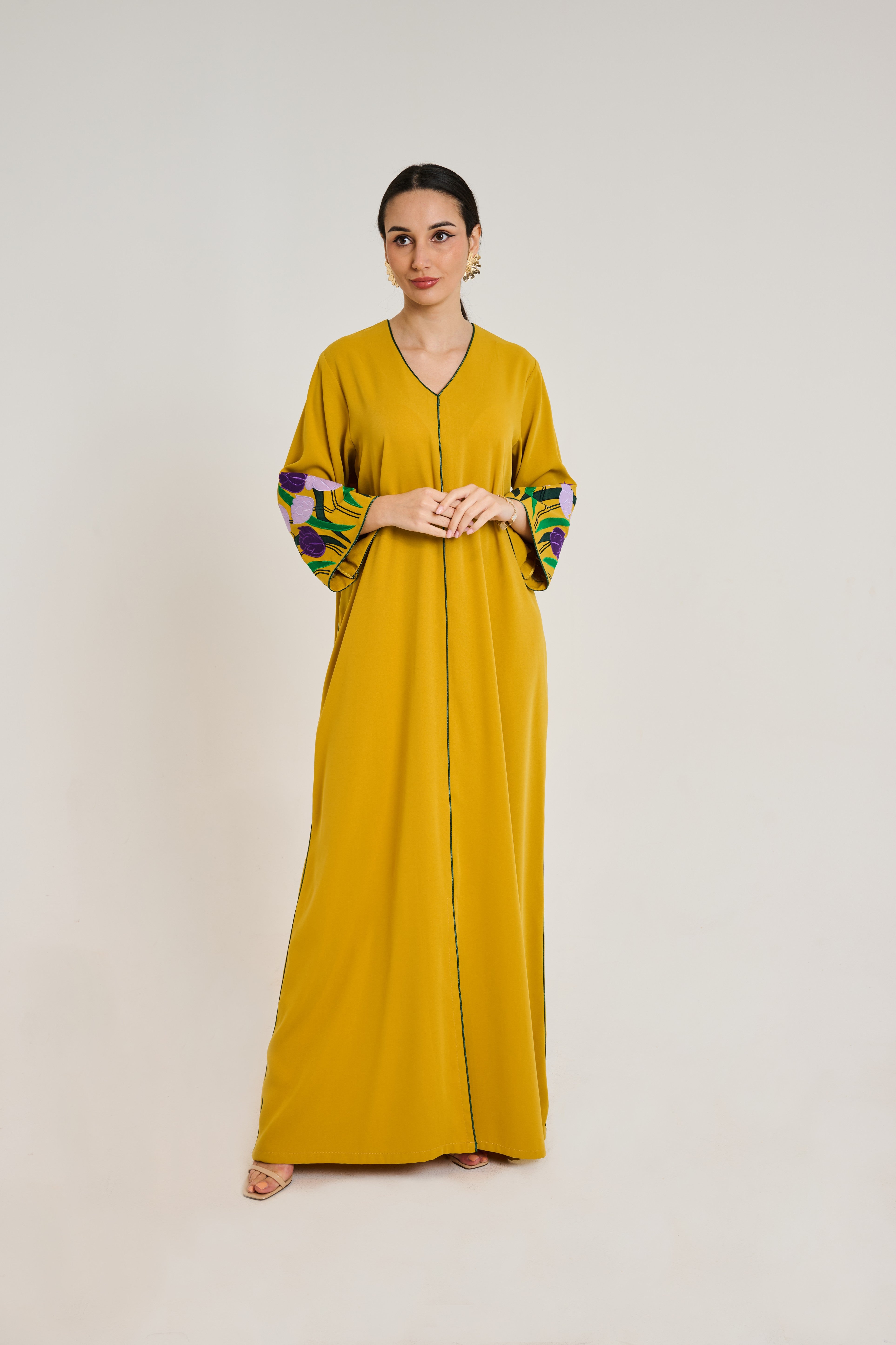 J072 Mustard With Hand Embroidery