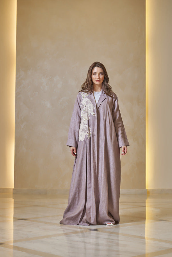 A0187 Linen with lace and handwork sequence and embroidery