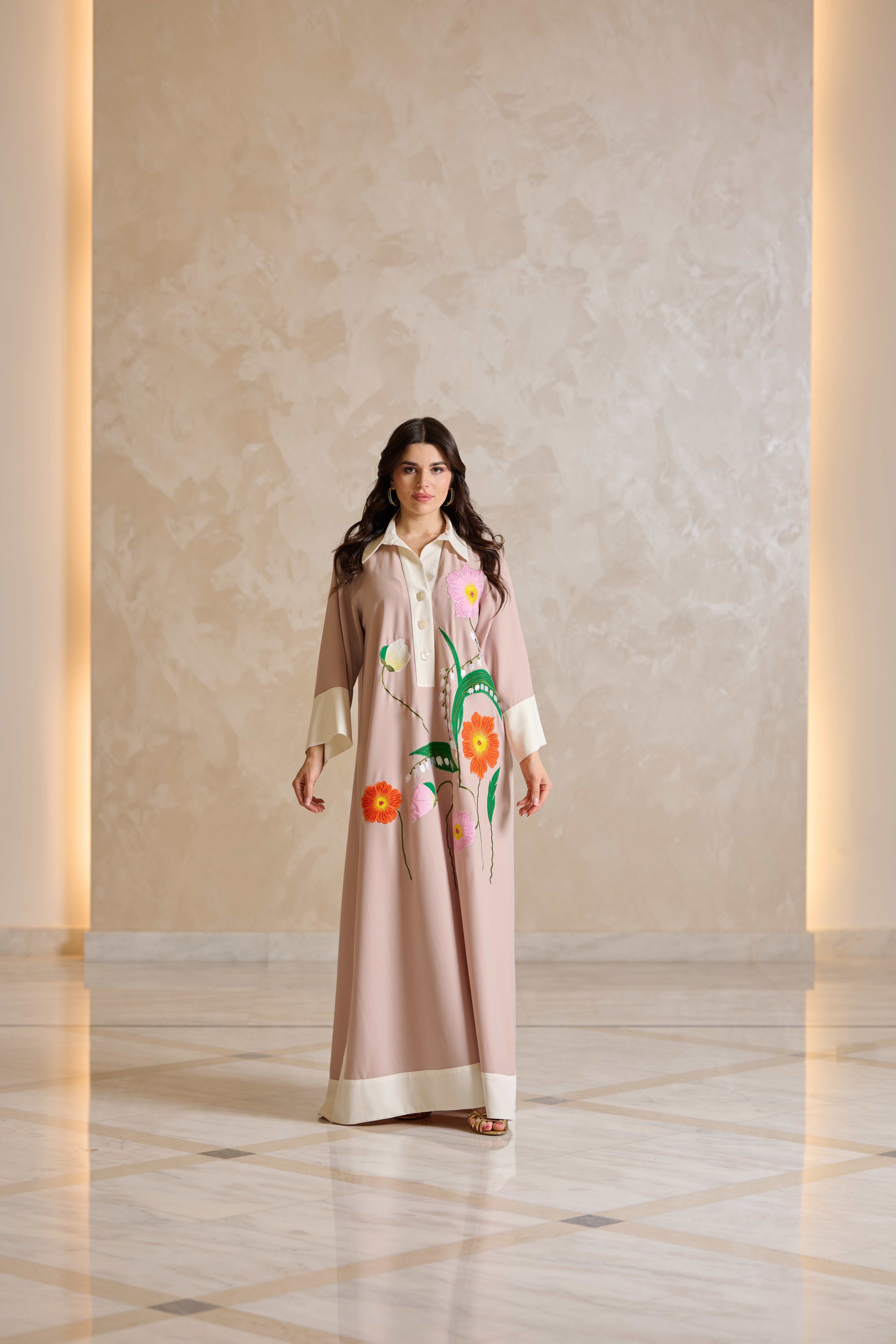 J092 Crepe with Appliqué Embroidery