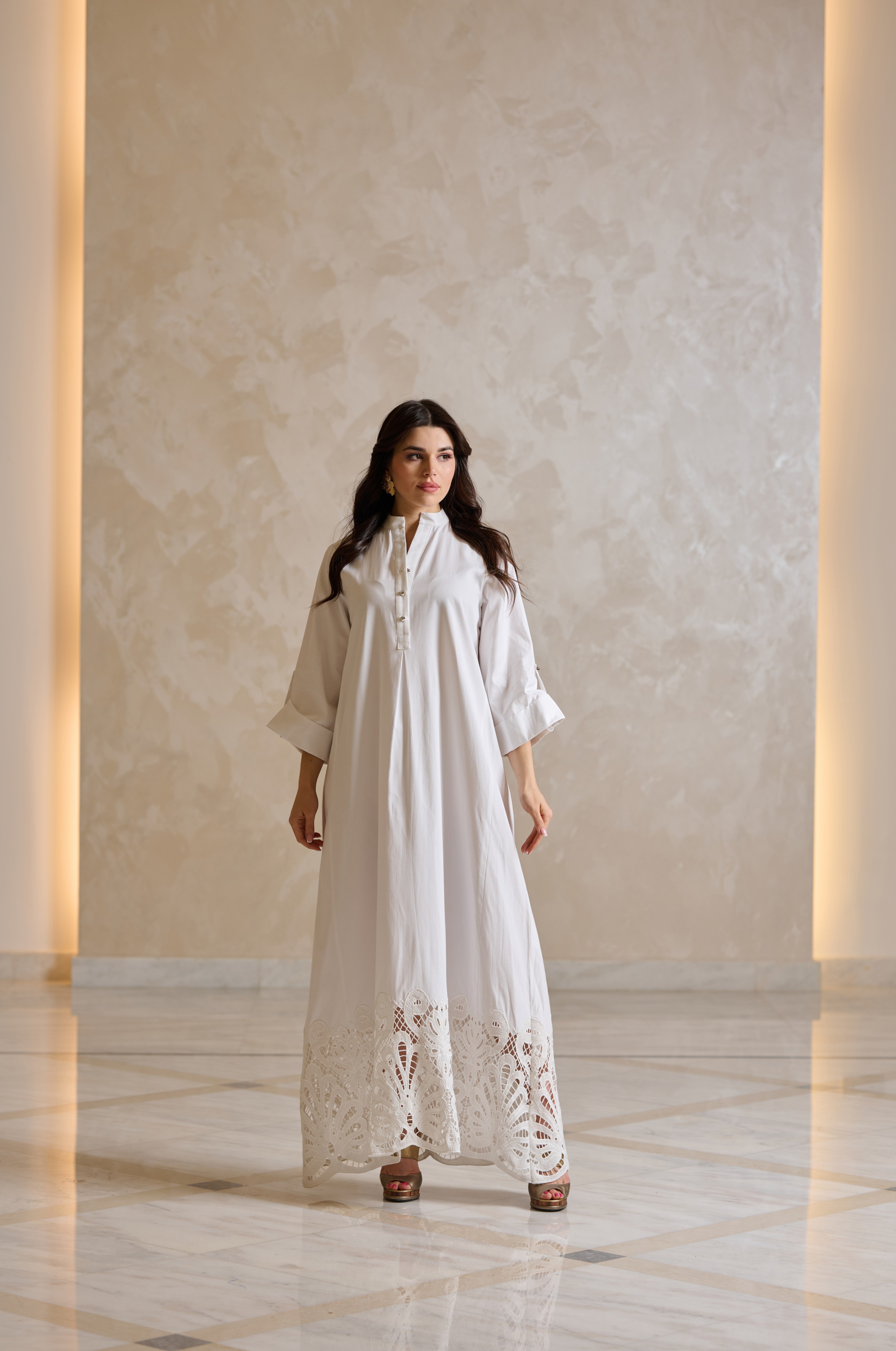 J076 White Cotton With cotton Lace