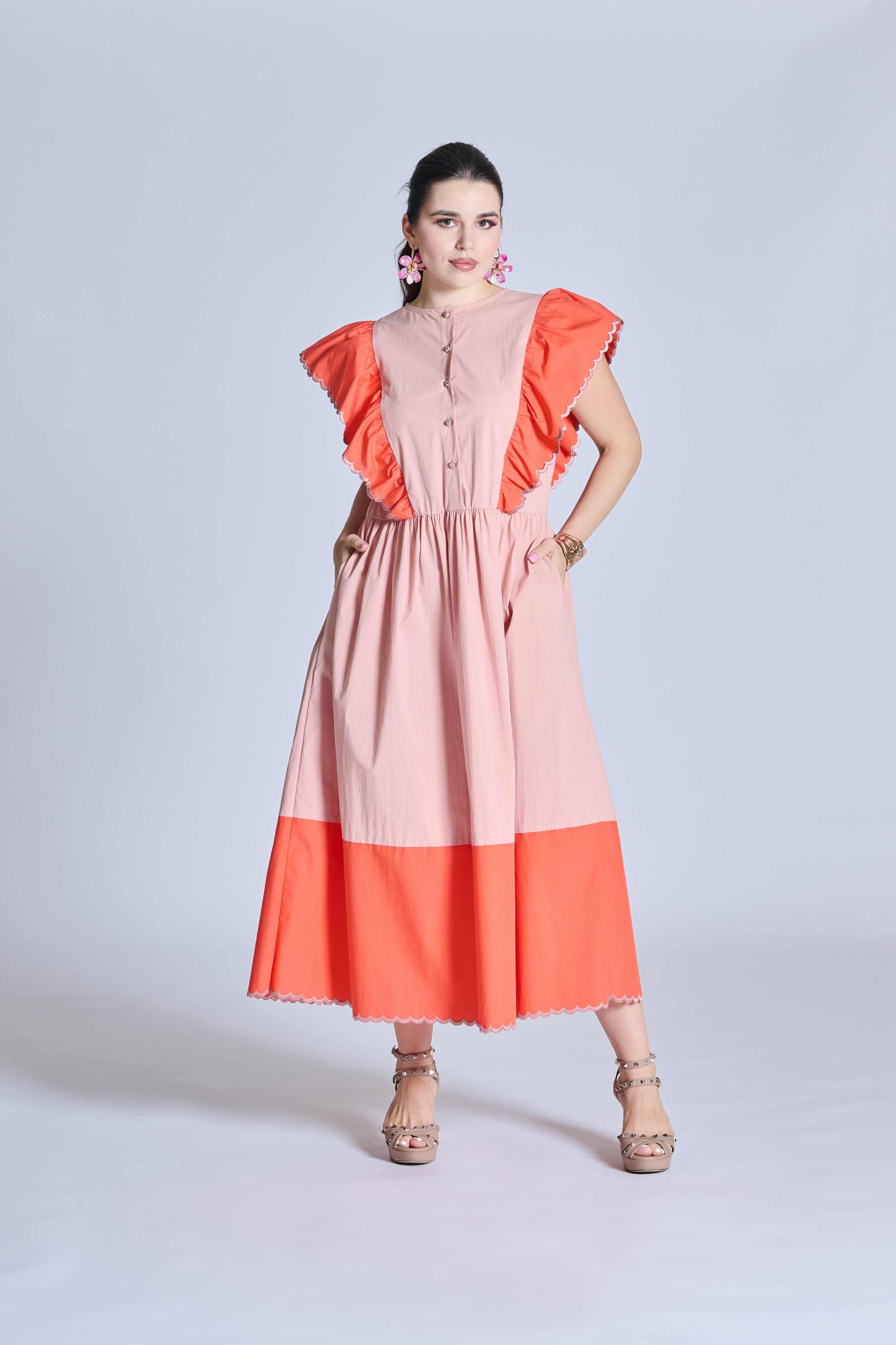 J0110 Nude Poplin Cotton with Embroidery Details